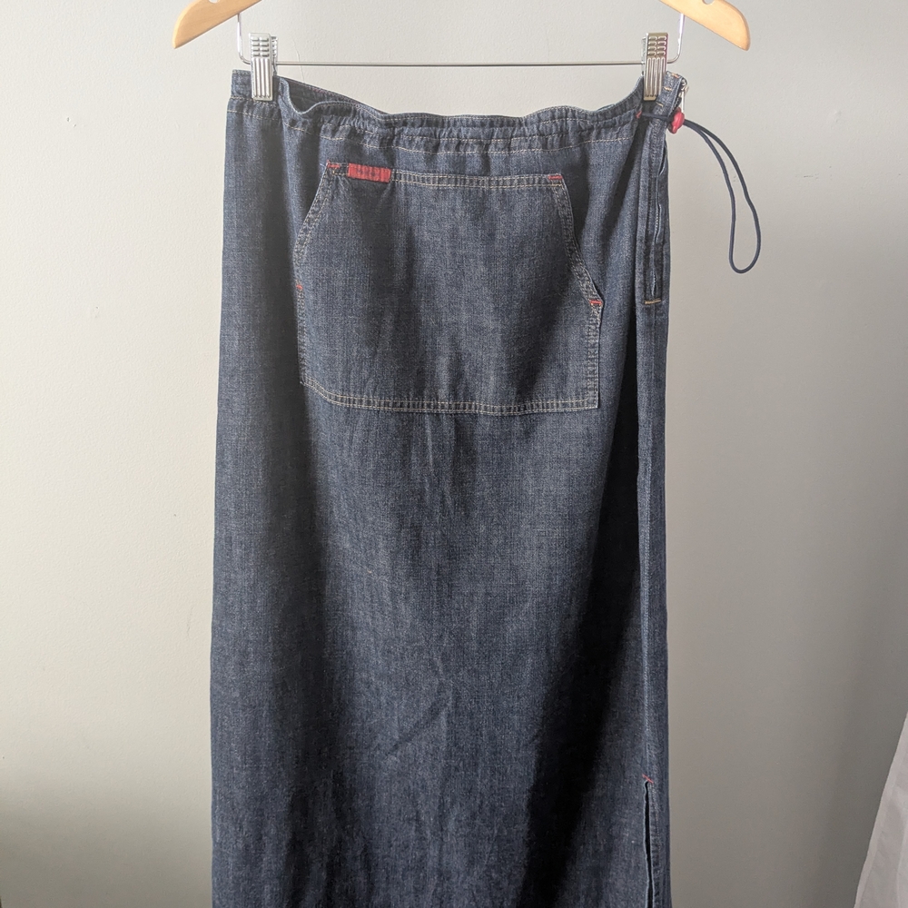 Denim Maxi Skirt with Pocket